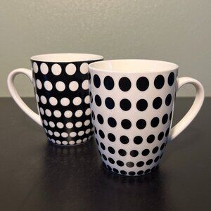 Set of 2 MAXWELL WILLIAMS Speckled Black Polka Dot Porcelain Mugs